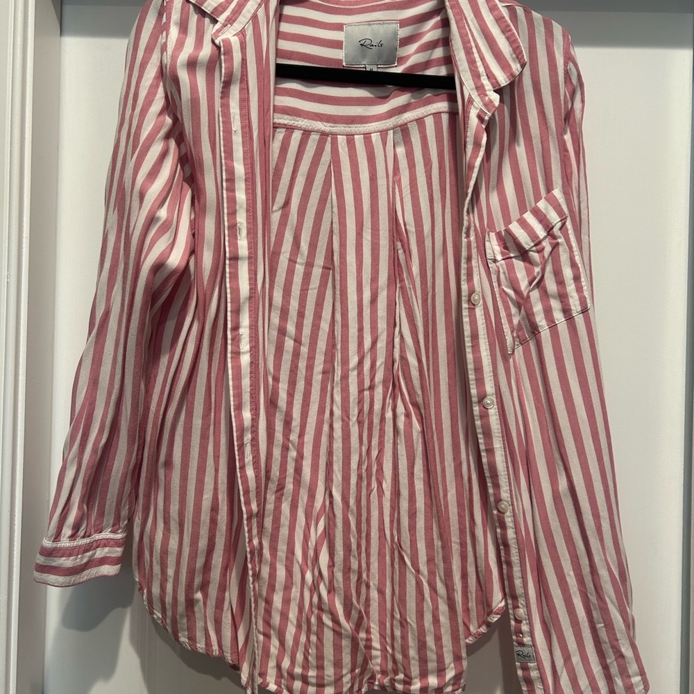 Rails Pink and White Striped Shirt
